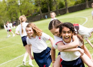 Highfield Prep School pupils playing outside.