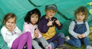 Bankfield Nursery and Pre-Prep pupils building shelters as part of the Forest School programme