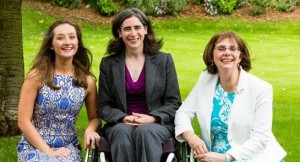 (left to right) Phoebe Topham (Head Girl), British Paralympian Claire Harvey and Sylvia Brett (Principal of Harrogate Ladies’ College