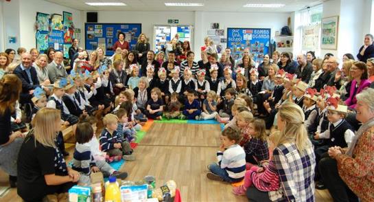 Bankfield Nursery and Pre-Prep and Highfield Reception pupils gather for the Harvest Sing