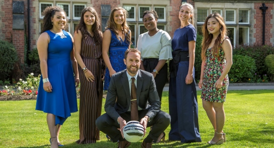 Mr Gareth Southgate and Upper Sixth Harrogate Ladies’ College pupils, and