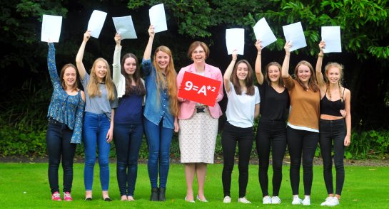 Sylvia Brett, Principal and pupils celebrate record breaking GCSE Results 