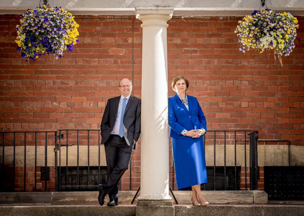 Head of Highfield Prep School, Mr James Savile and Principal of Harrogate Ladies' College, Mrs Sylvia Brett