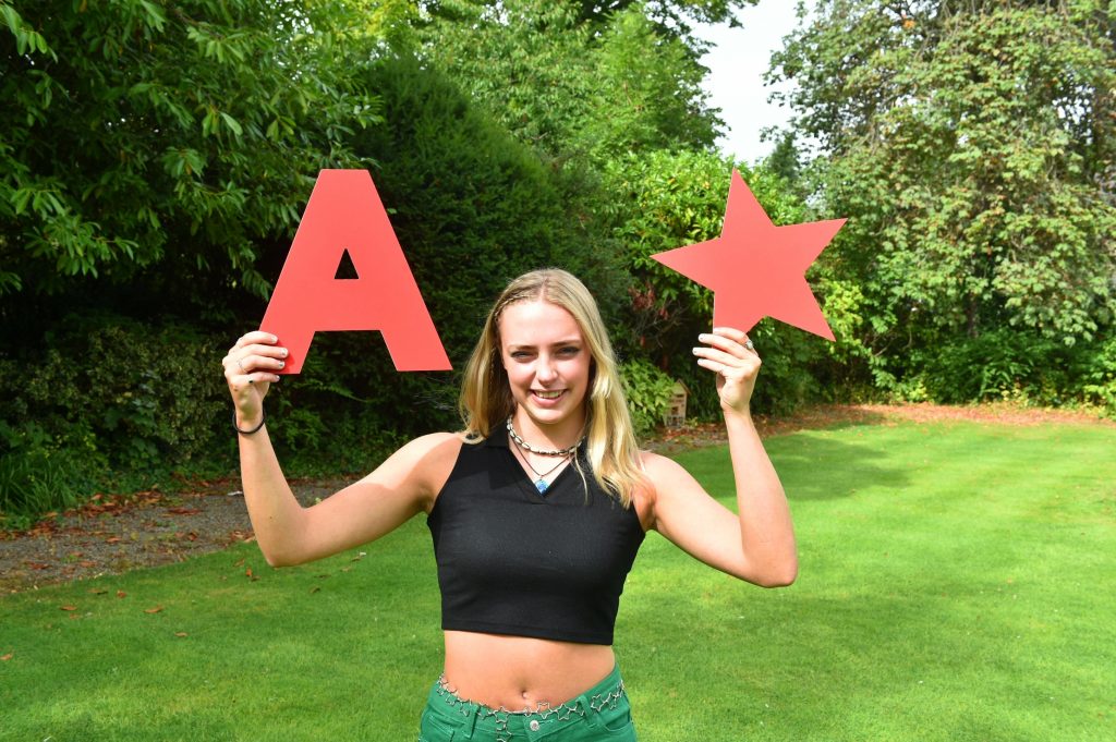 Chloe celebrates her A level results