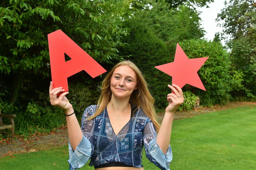 Jess celebrates her A level results