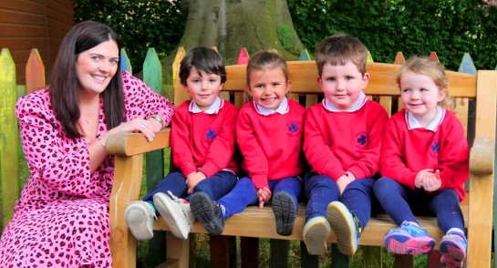 Kathryn Wilson, new Head of Early Years at Highfield Pre-School (part of Harrogate Ladies’ College) with some of the pre-school pupils