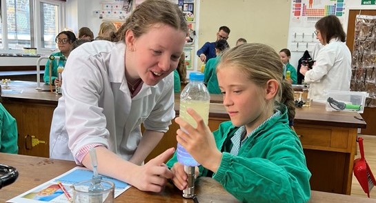 Lower 6 College Scientists teach Prep 5 pupils at Highfield