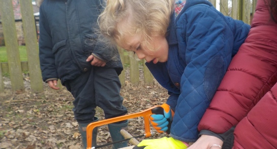 Pre-school forest schools using hacksaw