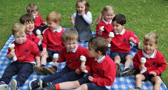 Highfield Pre-School children enjoy a visit from an ice-cream van, courtesy of HLC Friends