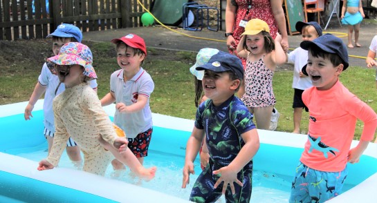 Highfield Pre-School enjoy an end-of-term pool party