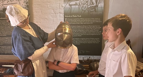 Prep 5: Time Travellers! Prep 5 pupils from Highfield Prep School visit Barley Hall in York to learn more about the Tudor era, where they tried on some armour