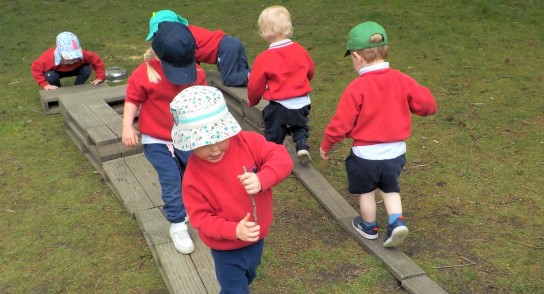 Overcoming Obstacles: Highfield Pre-School Foundation children navigate an obstacle course