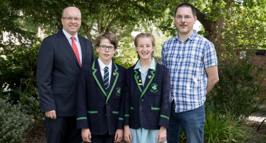 Highfield Prep School Headteacher, James Savile; Highfield Head Boy and Girl; James McKay,  Faculty of Engineering & Physical Sciences at University of Leeds