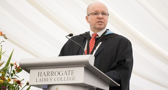 James Savile, Highfield Prep School Headteacher, addressing the audience at the 2023 Speech Day & Prizegiving