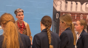 Pupils interacting with exhibitors at Harrogate Ladies' College Careers Fair