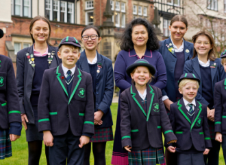 Harrogate Ladies College Principal (Acting), Mrs Joanna Fox, and pupils from the Harrogate Ladies' College family of schools.