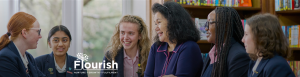 Harrogate Ladies College Principal (Acting), Mrs Joanna Fox, and pupils from Harrogate Ladies' College.