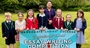 Harrogate Ladies' College Principal (Acting), Mrs Joanna Fox, with Inspirational Woman Essay Competition Finalists.
