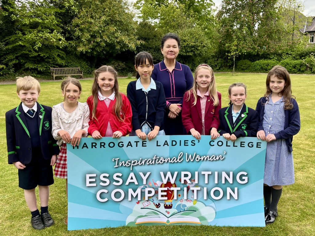 Harrogate Ladies' College Principal (Acting), Mrs Joanna Fox, with Inspirational Woman Essay Competition Finalists.