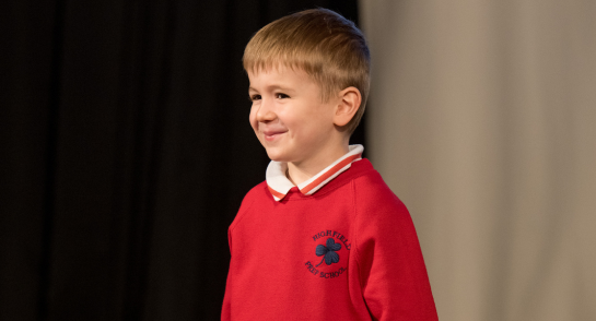 Highfield Pre School pupil at Transition Prizegiving