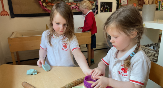 Transition pupils at Highfield Pre-School have created patterns and prints in their mark-making activities.