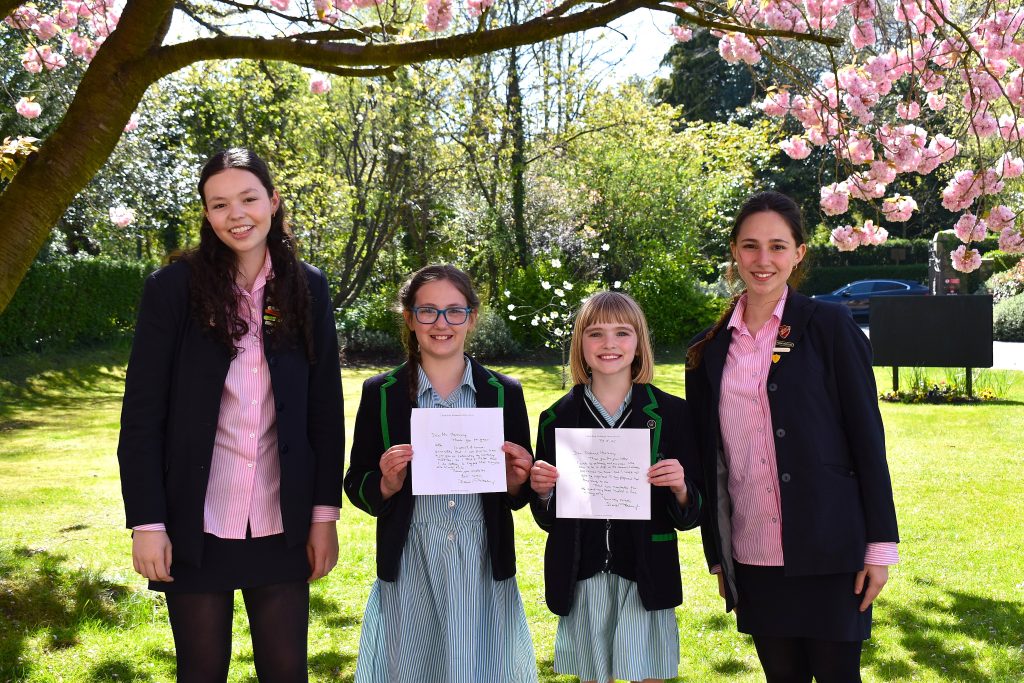 Members of the Harrogate Ladies' College and Highfield Eco Committee with letters from David Attenborough