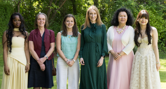 L-R: 2026 Head Prefect, Joesphine Williams, former Head Prefects Sarah Thompson, Lucy Thompson and Heather Gagen, Principal, Joanna Fox and 2026 Head Prefect, Anya Soranaraksopon