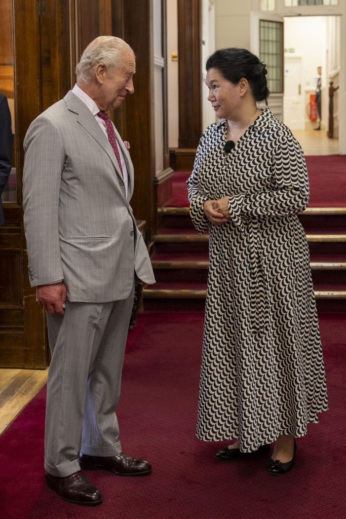Principal, Joanna Fox, welcoming King Charles to Harrogate Ladies' College